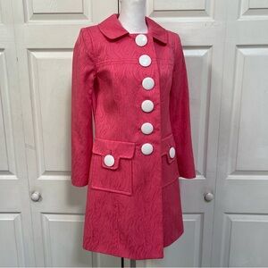 Milly of New York Pink Designer Coat Women’s Size 2 Vintage Style $575
